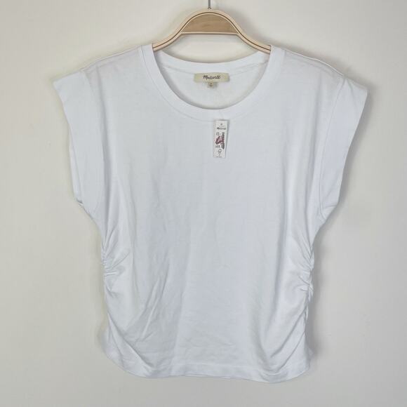 Madewell Side-Cinch Muscle Tee Eyelet White Small NJ787 Casual Classic Basic - Picture 2 of 9